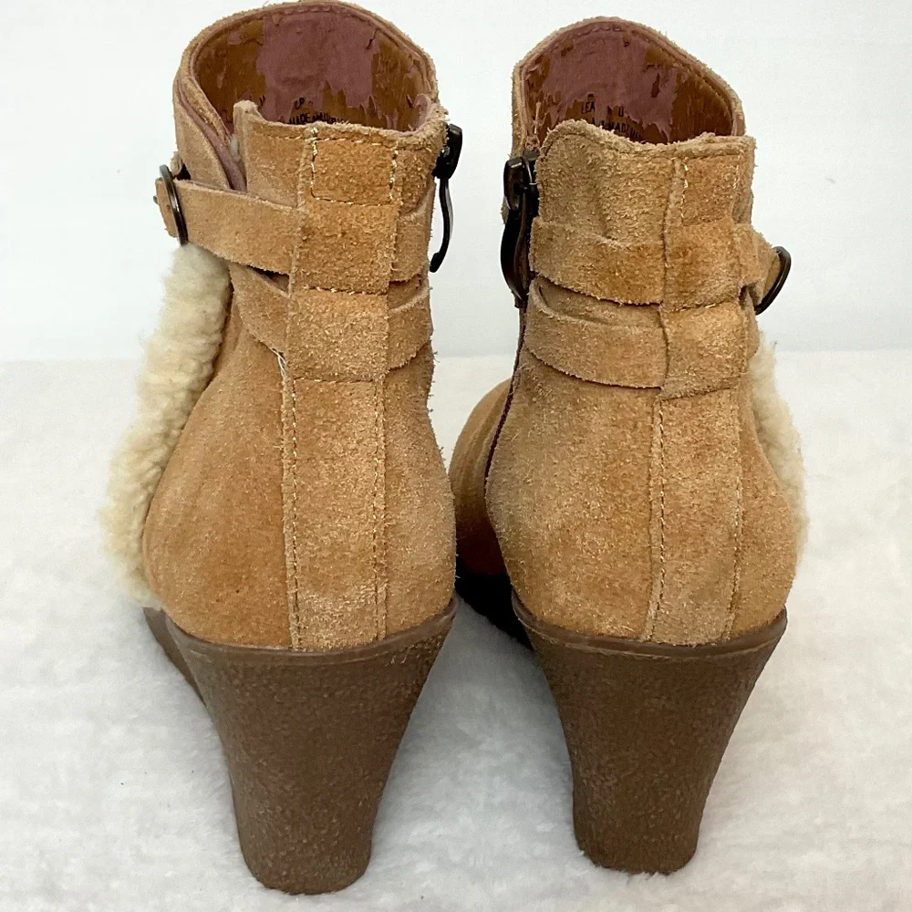 BJORNDAL AMY Fur Lined Brown Zip Up Ankle Wedge Suede Winter Booties Size 9 - Picture 11 of 16